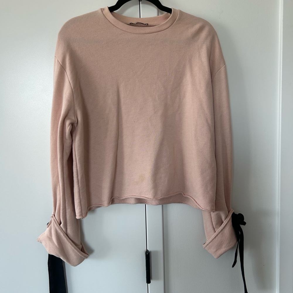Women's Blush Pink Long Sleeve Crewneck Top